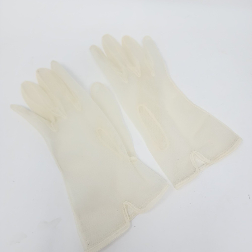 Gloves 8.5" Sheer Off White Nylon Wedding Prom Tea Vintage Germany
